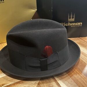 Vintage Richman Brothers Fairfax Black Fedora in Original Box Size 7 1/8